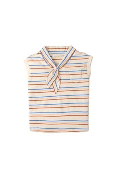 Gingersnaps Girls' Striped T-Shirt with High Collar Tie