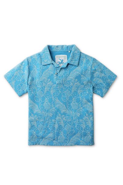 Gingersnaps Boys' Short Sleeve Blue Floral Polo T-Shirt