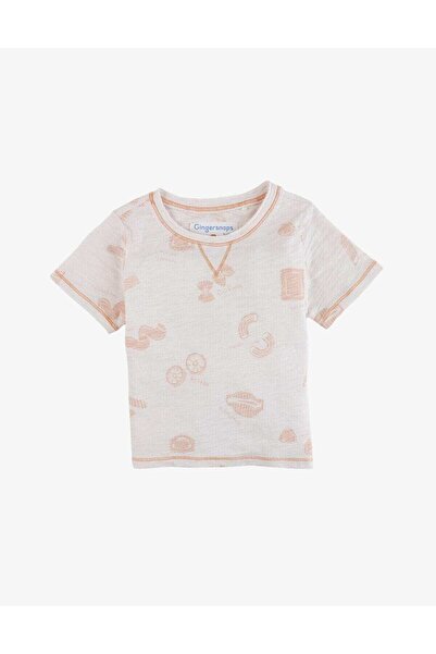 Gingersnaps Boys' T-Shirt with Round Neck and Light Embroidery on the Collar