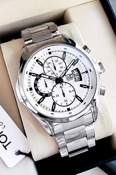 Tom Jones London Original Lik Men's Wristwatch Waterproof Silver Color Steel Band Gtje2102C1