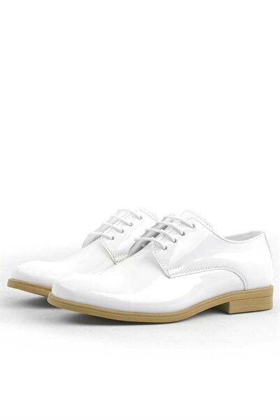 Rakerplus Білі лаковані дитячі класичні туфлі Оксфорд на шнурівці