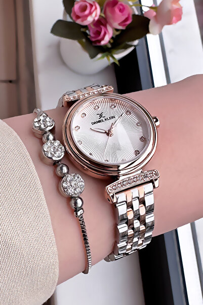 Daniel Klein Orijinal Yeni Sezon Kadın Kol Saati Rose Gumus Çelik Kordon Hediye Bileklik Dkby2027c7