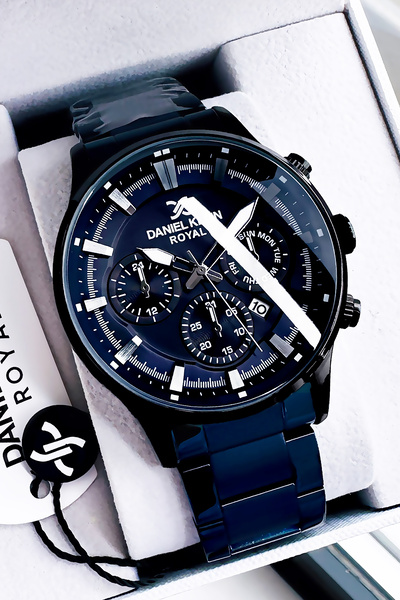 Daniel Klein Royal Original Men's Wristwatch 3 Atm Water Resistant Navy Blue Steel Band Bracelet Gift Dke2001C3