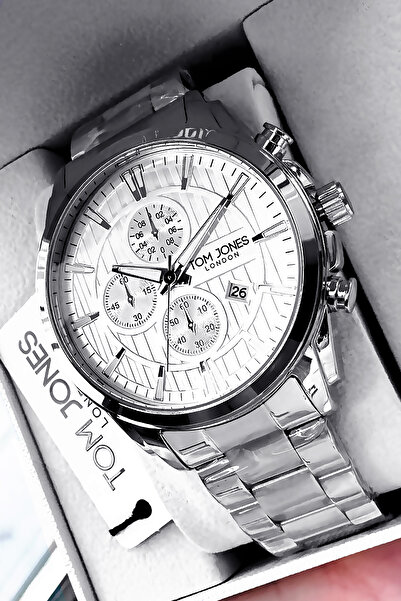Tom Jones Erkek Kol Saati 3 Atm Su Geçirmez Gümüş Renk Çelik Kordon Bileklik Hediyeli Cbk653