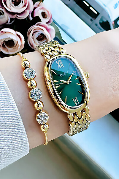 Tom Jones Original Women's Wristwatch 3 Atm Water Resistant Gold Green Color ...