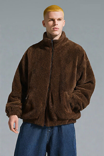 ROBERTO BORNOVA Унисекс кафяво яке от флис с голям размер