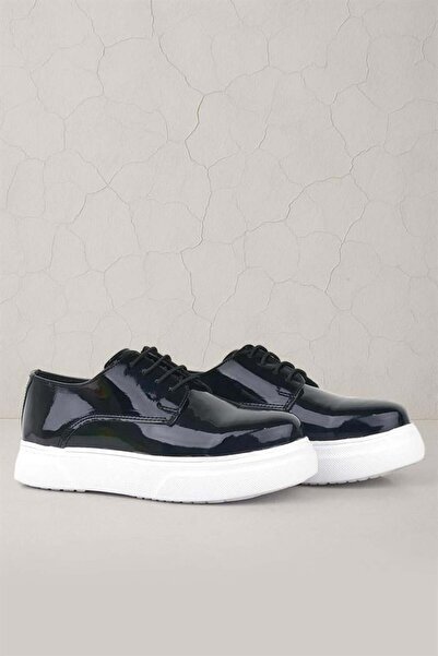 Rakerplus Derby Black Patent Leather White Sole Children's Classic Shoes