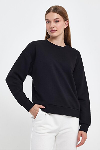 VENA Φούτερ Rhona Crew Neck Regular Fit 3 Thread-Μαύρο