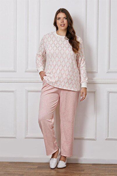FLZ Plus Size Oversized Long Sleeve Winter Pajama Set Dowry B09-123