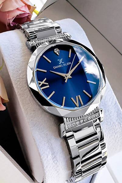 Daniel Klein Orijinal Kesme Cam Kadın Kol Saati, Su Geçirmez Gümüş Renk Çelik Kordon - Bileklik Hediye DKBY2048C6