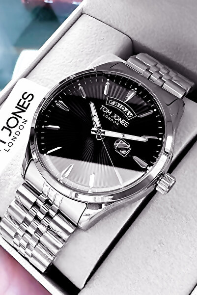 Tom Jones Rolex Model Hediyelik Erkek Kol Saati Su Geçirmez Gümüş Renk Çelik Kordon Hediye Bileklik GTJE2104C5