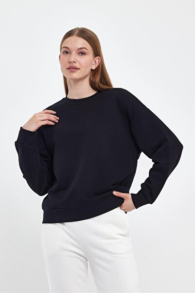 VENA Φούτερ Rhona Crew Neck Regular Fit 3 Thread-Μαύρο