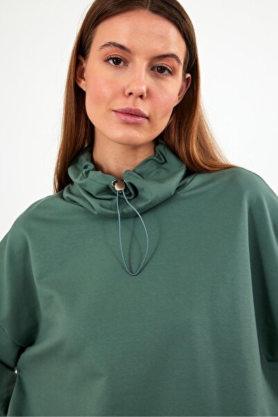 VENA Φούτερ με λεπτομέρεια στο λαιμό Norah, κανονική εφαρμογή-πράσινο λίμνης