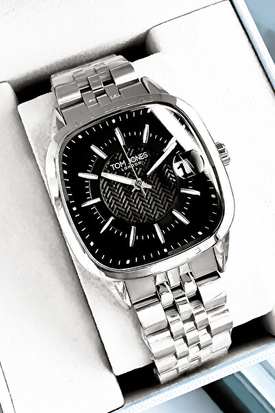 Tom Jones Square Model Gift Men Wrist Watch Waterproof Silver Color Steel Cord Gift Bracelet Gtje2103C4