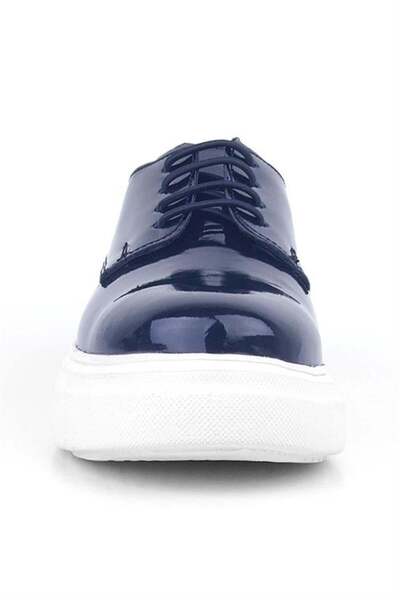 Rakerplus Derby Navy Blue Patent Leather White Sole Children's Classic Shoes