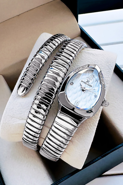 Daniel Klein Yılan Saat Model - Kadın Kol Saati, Su Geçirmez Gümüş Renk Çelik Kordon - Bileklik Hediye DKBY2044C5