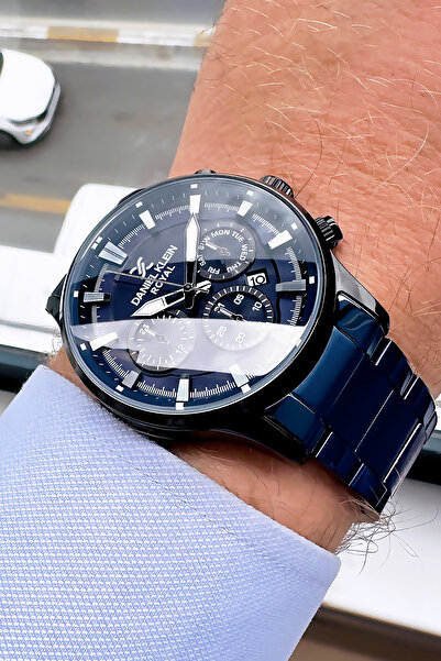 Daniel Klein Original Stainless Navy Blue Color Steel Cord Men Wristwatch Waterproof Gift Bracelet Dke2142C7