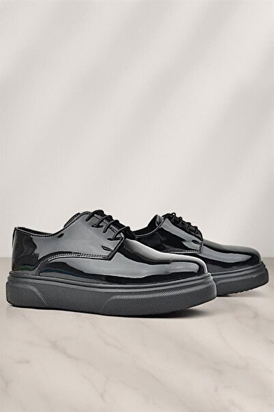 Rakerplus Derby Genuine Leather Black Patent Leather Black Sole Children's Cl...