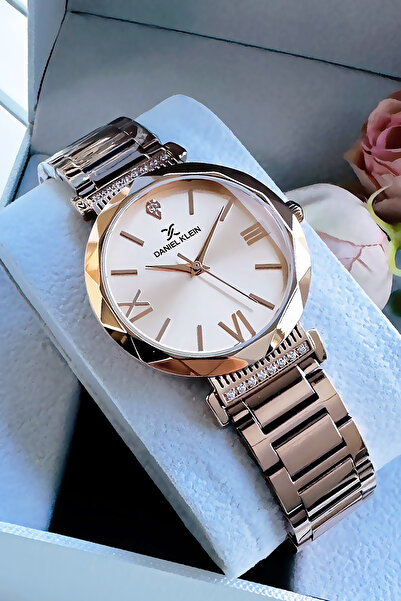 Daniel Klein Original Cut Glass Women's Wristwatch, Waterproof Rose Color Steel Band - Bracelet Gift Dkby2048C2