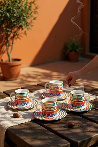 qtahya homes queen of kütahya Kızıl Çember Kahve Fincan Takımı 12 Parça Fine ...