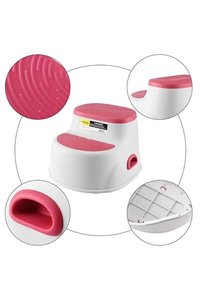 indiggo Διπλό ανυψωτικό σκαλοπατιού με συμπαγή βάση, αντιολισθητικές άκρες και επιφάνεια, ροζ