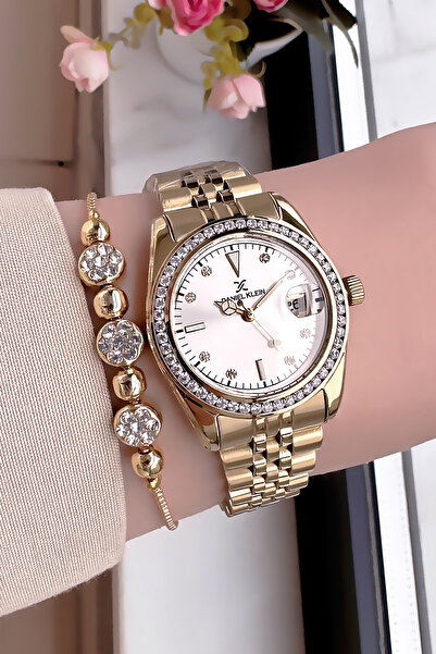 Daniel Klein Orijinal Kadın Kol Saati 3 Atm Su Geçirmez Gold Renk Çelik Kordon Bileklik Hediye Dkbh5188c3