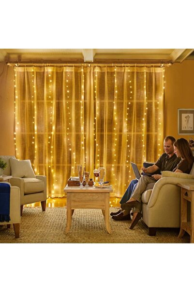 Canderel Kumandalı 8 Ayrı Moda Sahip 3mx3m ( 300 Cm X 300 Cm ) Perde Peri Usb Led