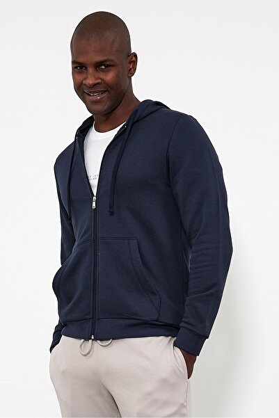 VENA Світшот з капюшоном і застібкою-блискавкою спереду Basic Sweatshirt - Синій