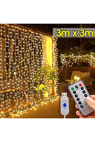 Canderel Kumandalı 8 Ayrı Moda Sahip 3mx3m ( 300 Cm X 300 Cm ) Perde Peri Usb Led