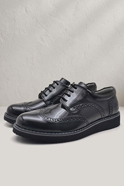 Rakerplus Hidra Siyah Rugan Lastik Bağcıklı Erkek Çocuk Klasik Ayakkabı