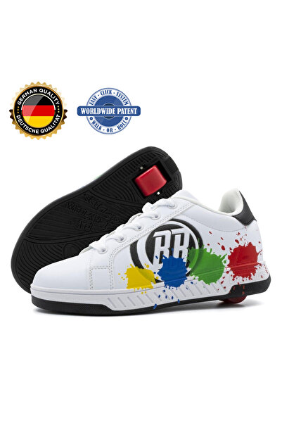 Breezy Rollers Splash White/Black Wheeled Sneakers