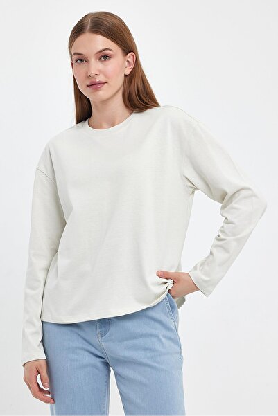VENA Ashley Crew Neck Long Sleeve T-Shirt-Silver Grey