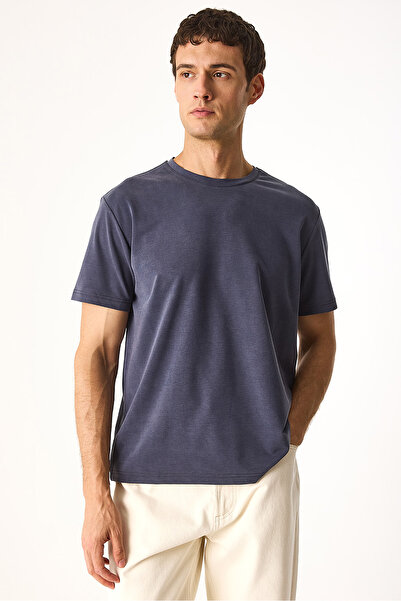 VENA Μπλουζάκι Ken Crew Neck Regular Fit με μαλακή υφή (CUPRO)-Indigo