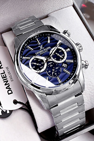 Daniel Klein Men's Premium Silver Color Steel Watchband and Bracelet - 3 ATM Waterproof Elg364