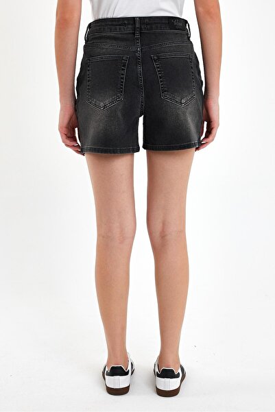 VENA Jolie Black Bermuda Jean Shorts-Black