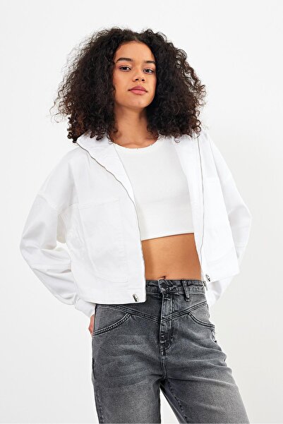 VENA Marla White oversized Μπουφάν τζιν φαρδιά κοπή-Λευκό