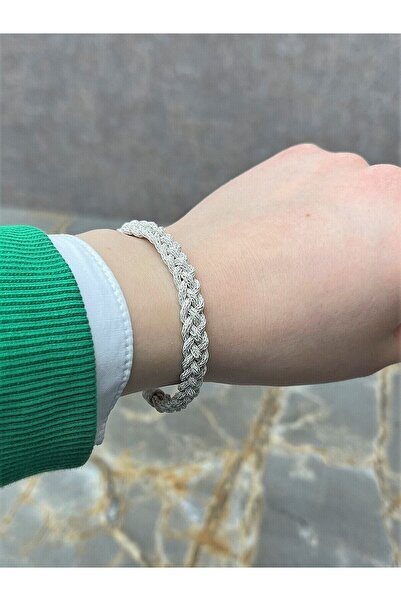 KAZZAZE Gümüş Kazaziye Zincir Dörtlü Örgü Bileklik