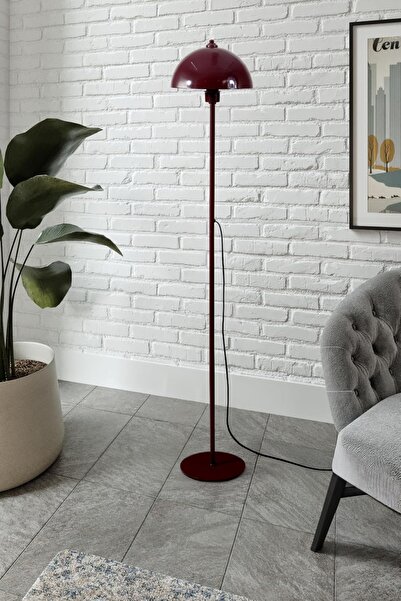 Marrien Modena Retro Bordo Metal Başlıklı Tek Ayaklı Lambader