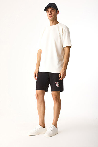 VENA Шорти з бавовняної тканини з принтом Vn - чорні