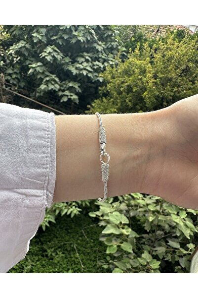 KAZZAZE Gümüş Kazaziye Dorika ve Örme Top Detaylı Özel Tasarım Bileklik BIL085