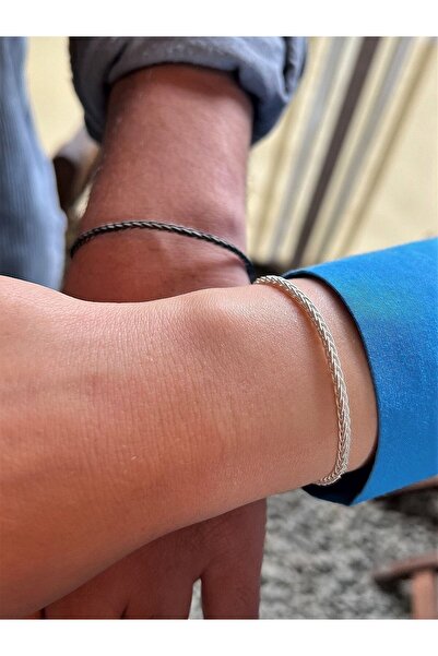 KAZZAZE Özel Çiftler Serisi Gümüş Kazaziye Tilki Kuyruğu Örgü Bileklik - Biri...