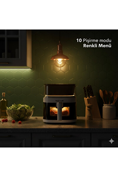 Robwell Robx RXO5 Son Teknoloji Otomatik Buhar Püskürtmeli Airfryer 10 renkli Işıklı menü