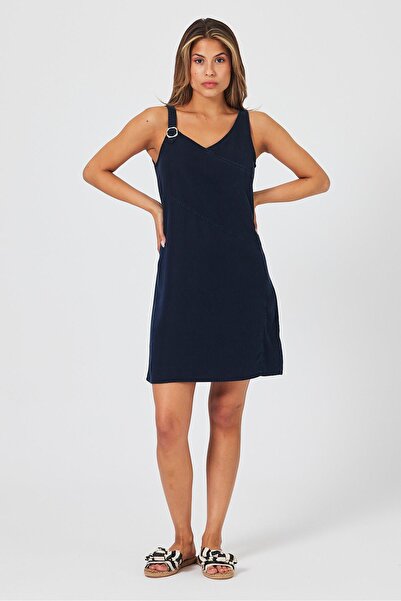 VENA Rochie de damă Angelica Jean - Negru și Portocaliu, Regular Fit, Lyocell