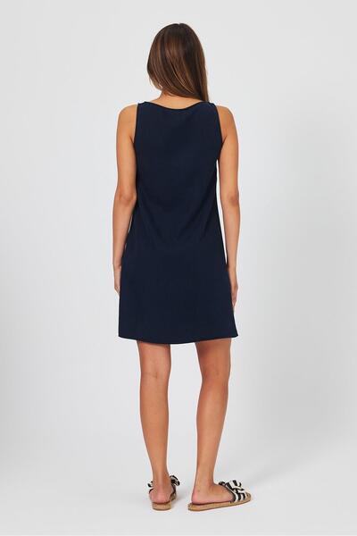 VENA Rochie de damă Angelica Jean - Negru și Portocaliu, Regular Fit, Lyocell