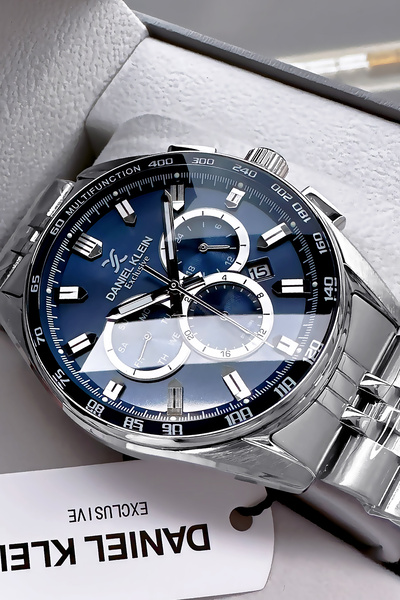 Daniel Klein Special Boxed Men's Wristwatch 3 Atm Waterproof Silver Color Steel Cord Bracelet Elg627