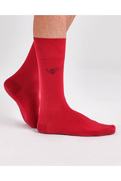 Colorcool Kırmızı Renkli Düz Merserize Çorap