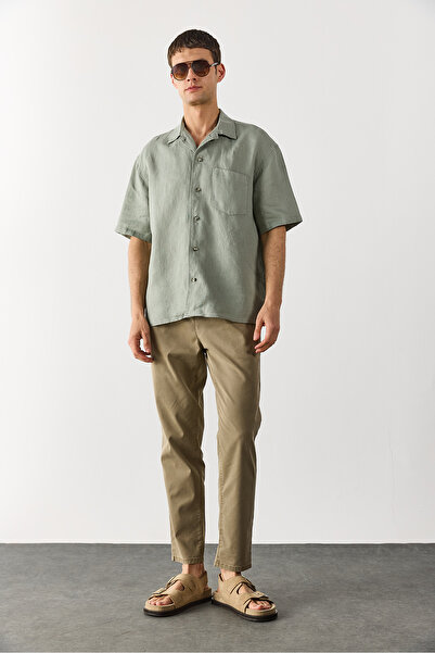 VENA Блейк Короткорукава сорочка з льону - НІЛЬСЬКИЙ ЗЕЛЕНИЙ