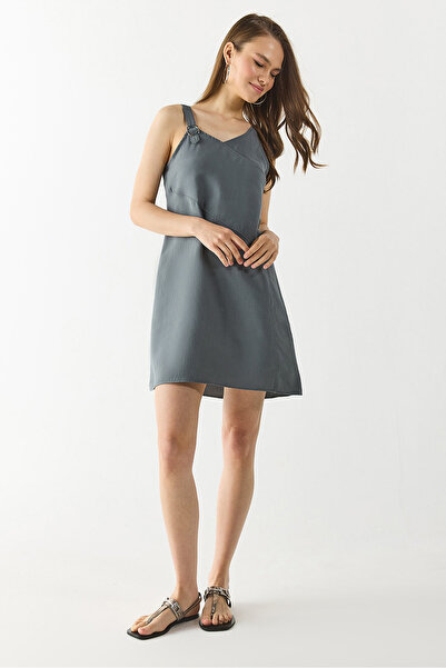 VENA Φόρεμα Angelica Soft Textured Regular Fit (CUPRO) - ΑΝΘΡΑΚΙΤΗΣ