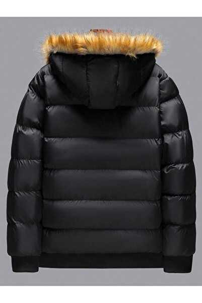 TREND KOMBİN Мъжка черна водоустойчива и ветроустойчива пухена яке