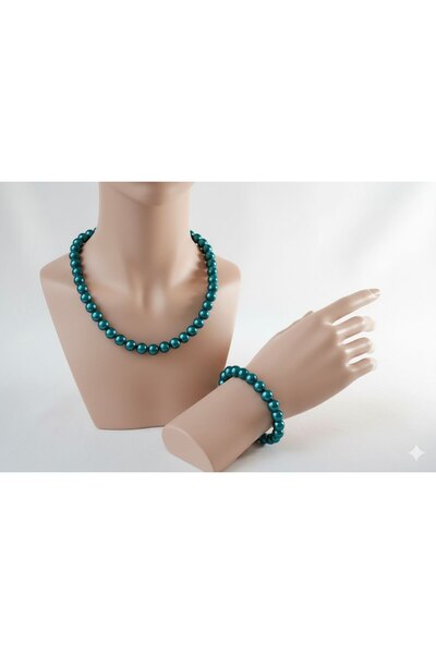 Shiklik 2-Piece Women's Beaded Model Elegant Shiny Jewelry Set Necklace Bracelet